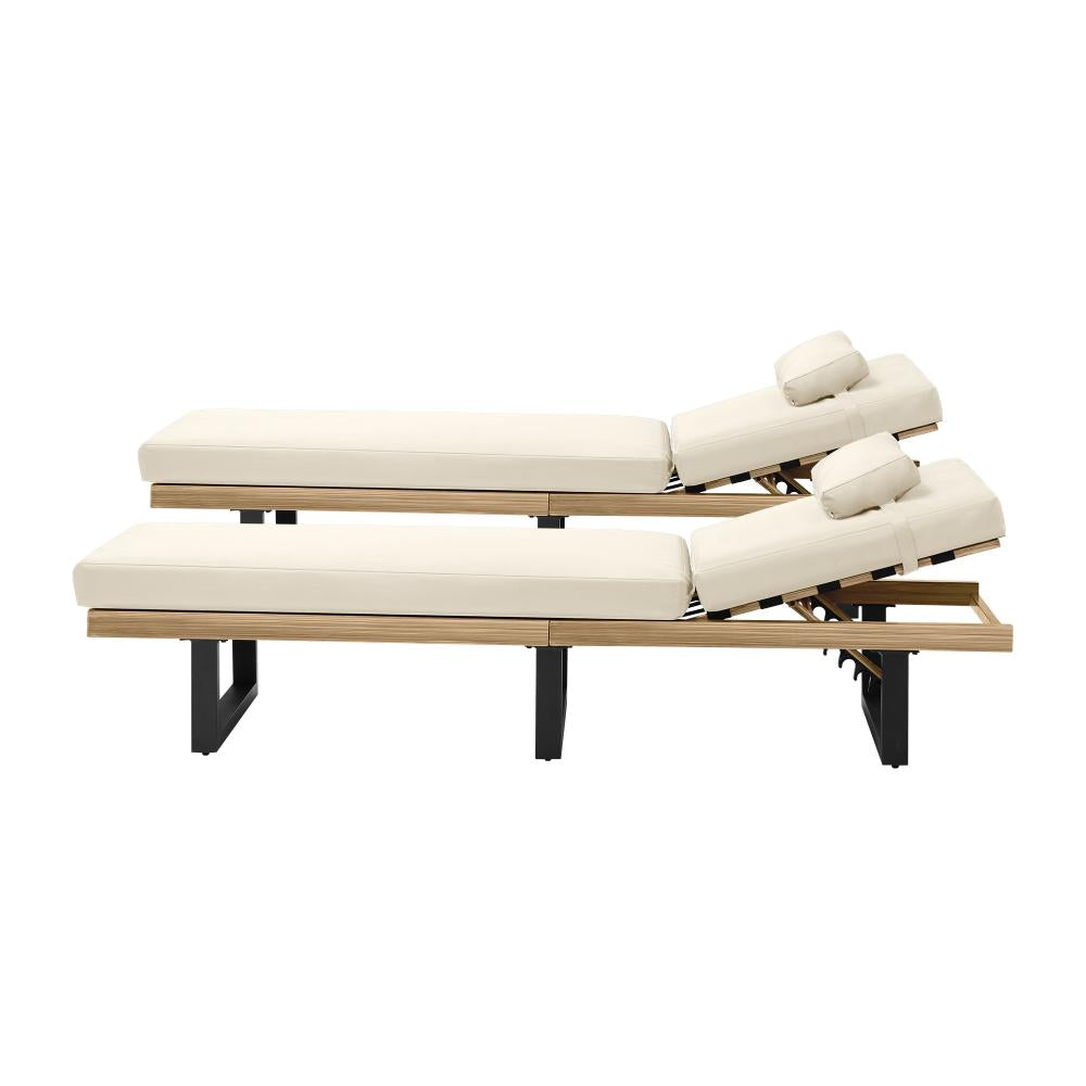 2X Sun Lounge Outdoor Lounger Beige