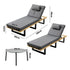 Livsip 3‑Piece Sun Lounge Set – Grey, 5‑Level Recline, Cushions & Table