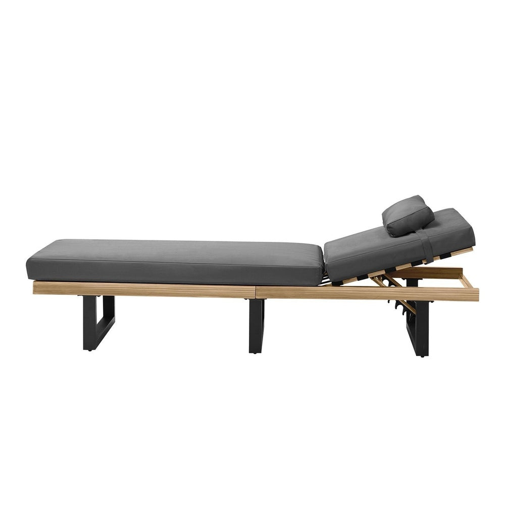 Livsip Sun Lounge Set with Table – Grey, Cushioned, 5‑Level Recline