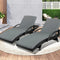 2 Piece Outdoor Sun Lounger Adjustable Wicker Recliner Black