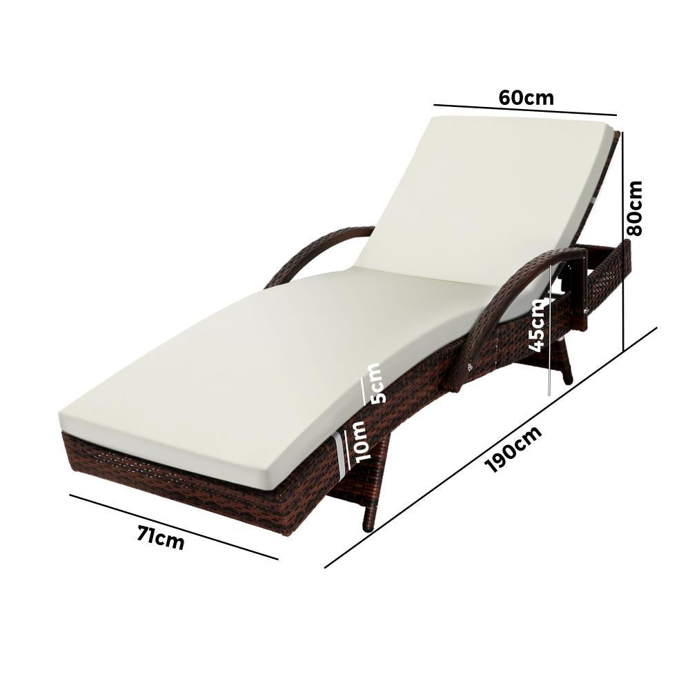Outdoor Sun Lounger Waterproof Adjustable Beige&Brown