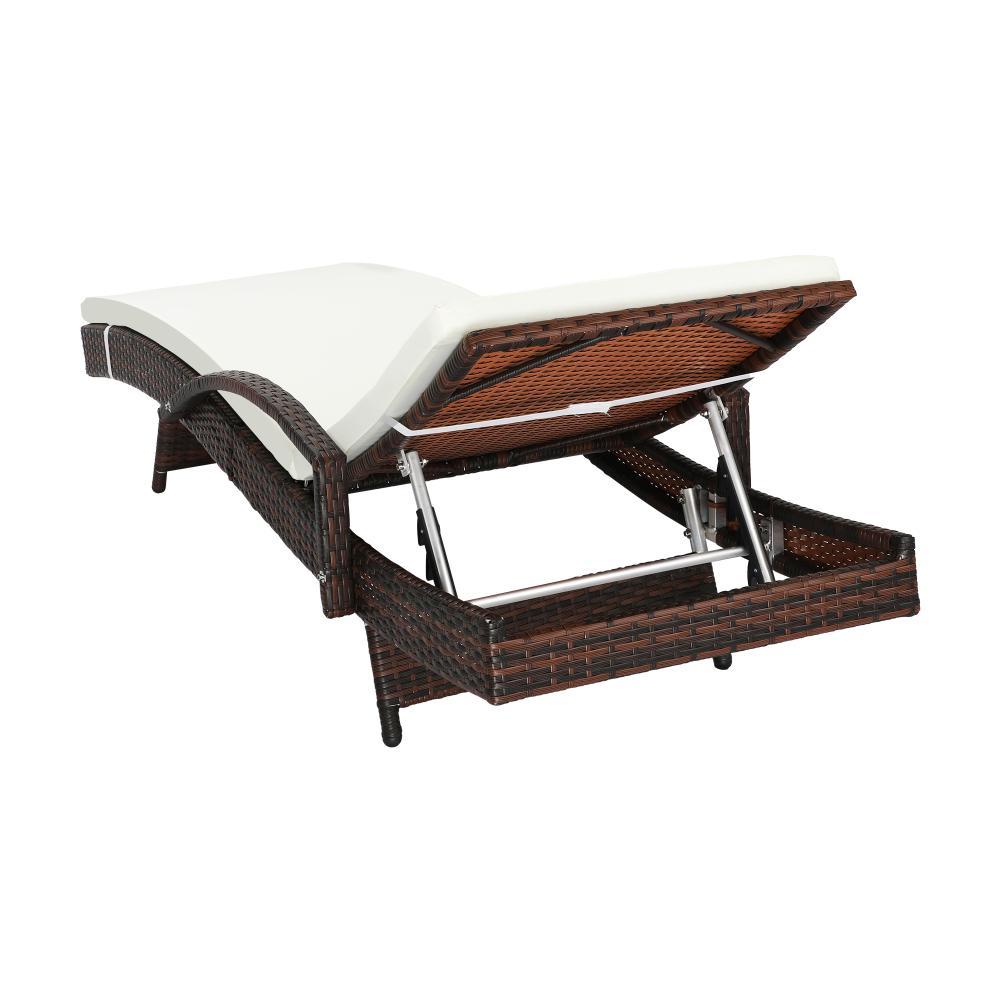 Outdoor Sun Lounger Waterproof Adjustable Beige&Brown