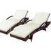 Outdoor Sun Lounger Waterproof Adjustable Beige&Brown X2