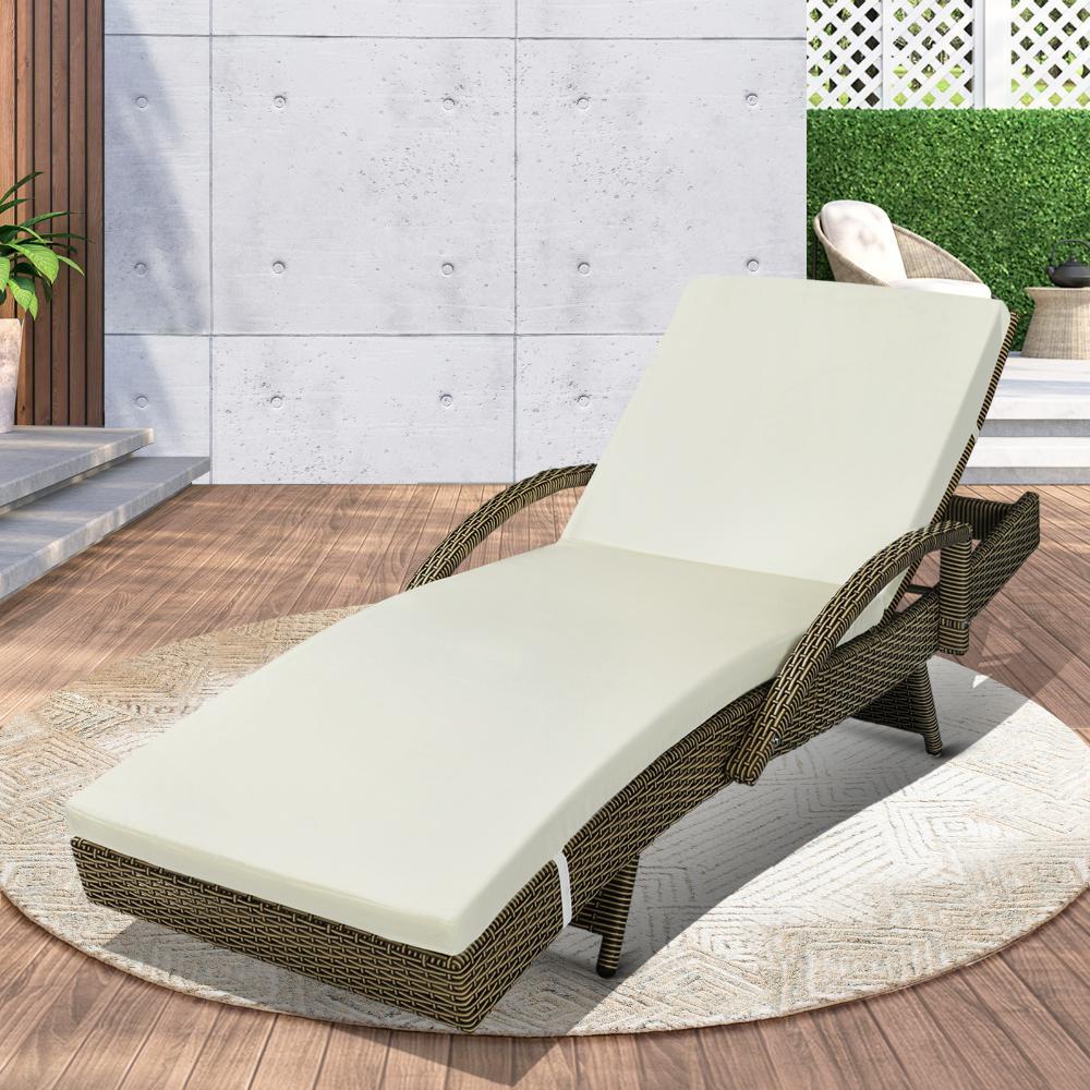 Outdoor Sun Lounger Waterproof Adjustable Grey&Beige