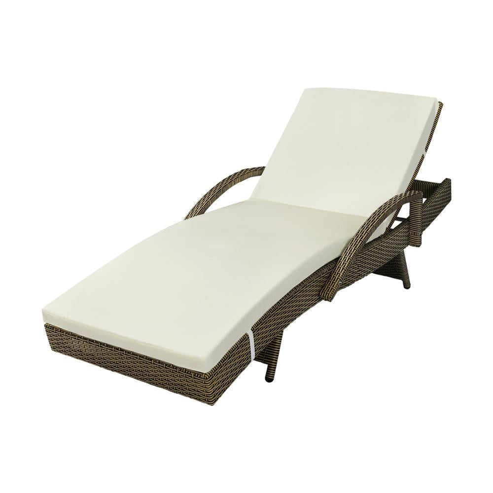 Outdoor Sun Lounger Waterproof Adjustable Grey&Beige