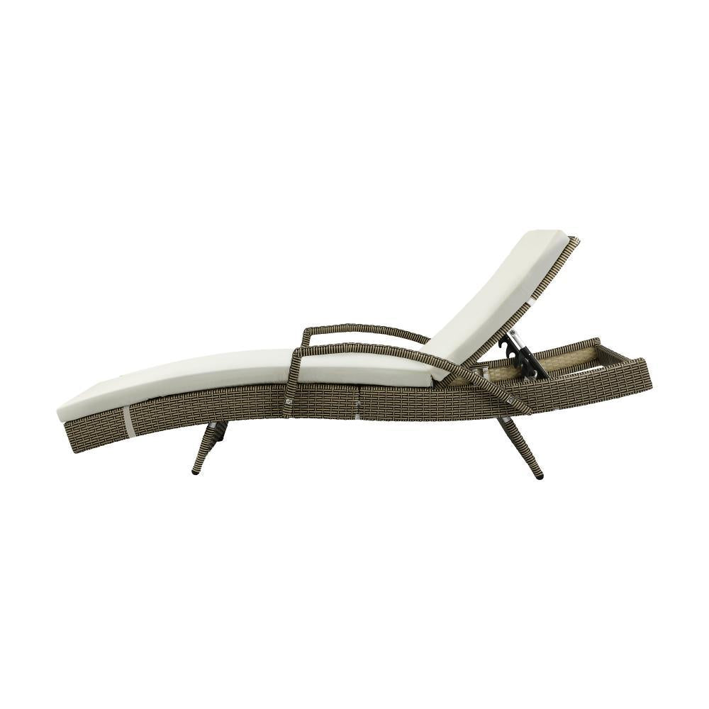 Outdoor Sun Lounger Waterproof Adjustable Grey&Beige