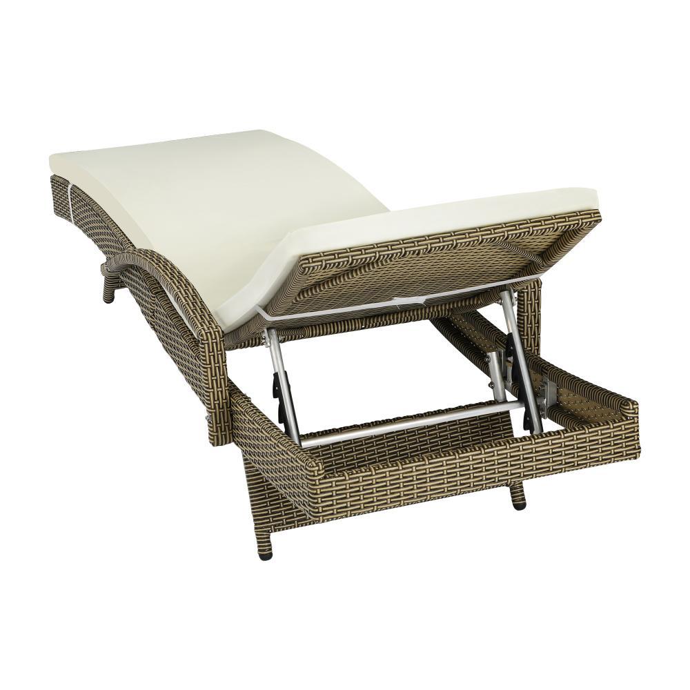 Outdoor Sun Lounger Waterproof Adjustable Grey&Beige