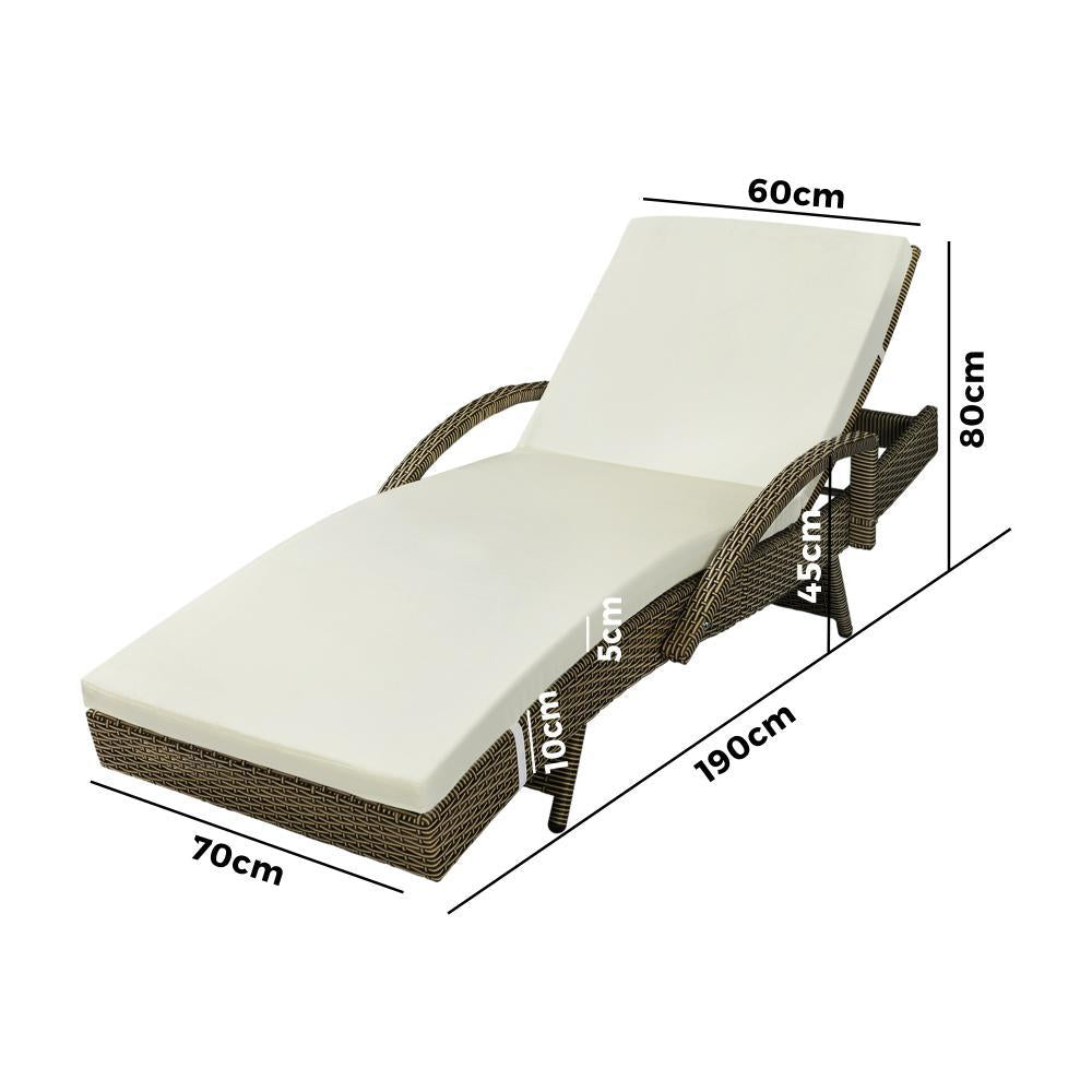 Outdoor Sun Lounger Waterproof Adjustable Grey&Beige X2