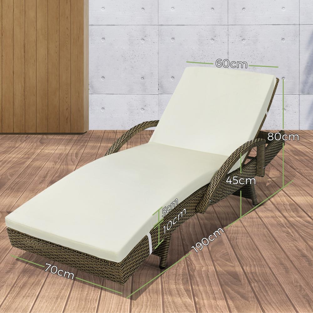 Outdoor Sun Lounger Waterproof Adjustable Grey&Beige X2