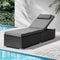 Livsip Adjustable Sun Lounger Outdoor Reclining Chair Black Grey Cushioned