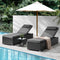 Livsip 2x Outdoor Sun Lounger Set with Side Table Adjustable Reclining Black Grey
