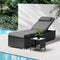 Livsip Outdoor Sun Lounger Set with Side Table Adjustable Reclining Black Grey