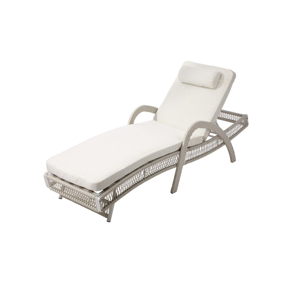 Livsip Sun Lounge Wicker Bed Outdoor Patio Furniture Beige