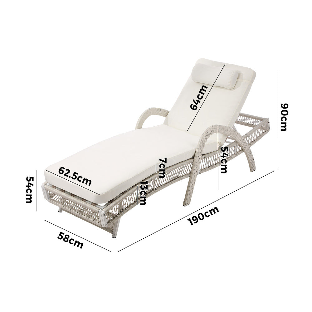 Livsip Sun Lounge Wicker Bed Outdoor Patio Furniture Beige