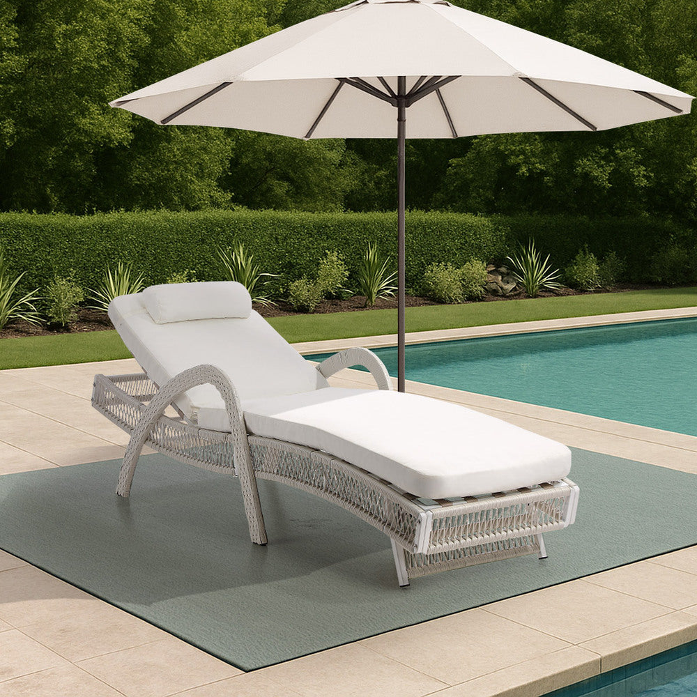 Livsip Sun Lounge Wicker Bed Outdoor Patio Furniture Beige