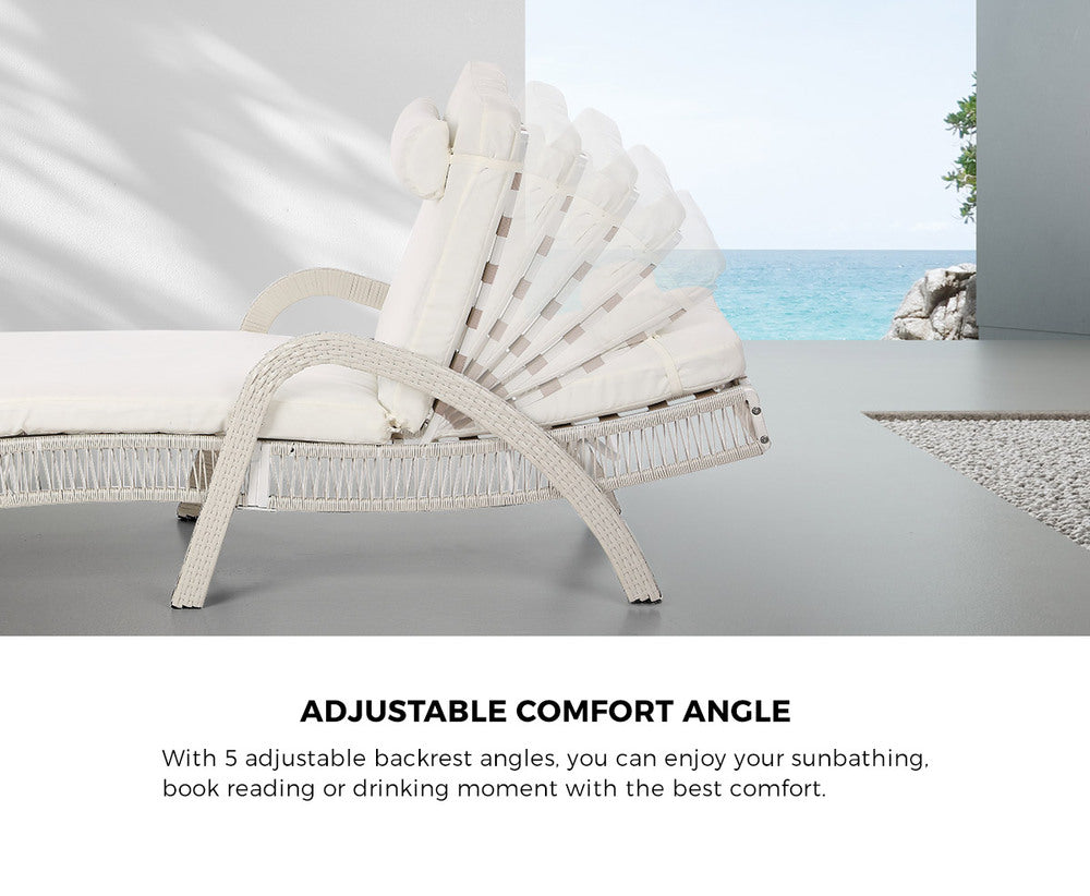 Livsip Sun Lounge Wicker Bed Outdoor Patio Furniture Beige