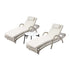 Livsip 3PCS Outdoor Sun Lounger Wicker Lounge Table Chairs Grey
