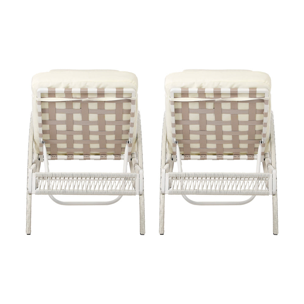 Livsip 3PCS Outdoor Sun Lounger Wicker Lounge Table Chairs Grey