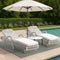 3PCS Outdoor Sun Lounger Wicker Lounge Table Chairs Beige