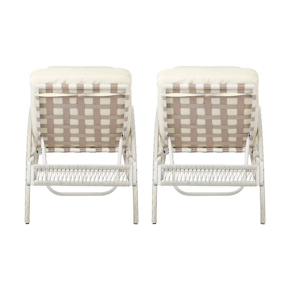 Livsip 2PCS Outdoor Sun Lounge Wicker Bed Patio Furniture Beige