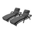 Livsip 2PCS Outdoor Sun Lounge Wicker Bed Patio Furniture Grey