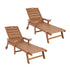Livsip 2PCS Sun Lounges HDPE Outdoor Pool Lounger Adjustable Cup Holder Natural