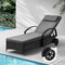Sun Lounger with Wheels Black