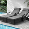 Livsip 2x Wicker Sun Lounges Adjustable Recliner with Cushions Black