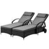 Livsip 2x Sun Lounge Adjustable Backrest Wicker Black