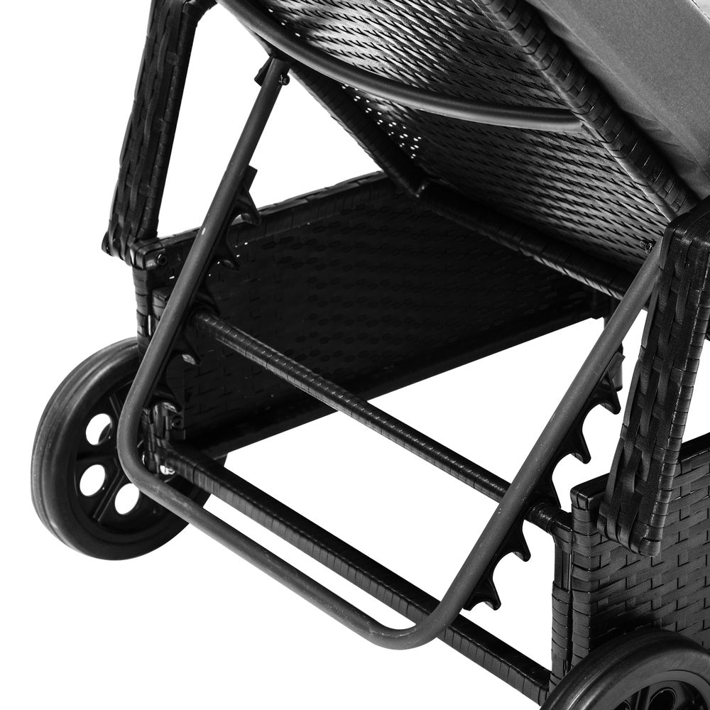 Livsip 2x Sun Lounge Adjustable Backrest Wicker Black
