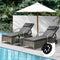 2x Wheeled Sun Lounger & Table Outdoor Set Grey