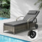 Livsip Sun Lounger with Wheels Adjustable Reclining Grey Outdoor Chaise Lounge