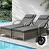 Livsip 2x Sun Lounge Adjustable Backrest Wicker Grey