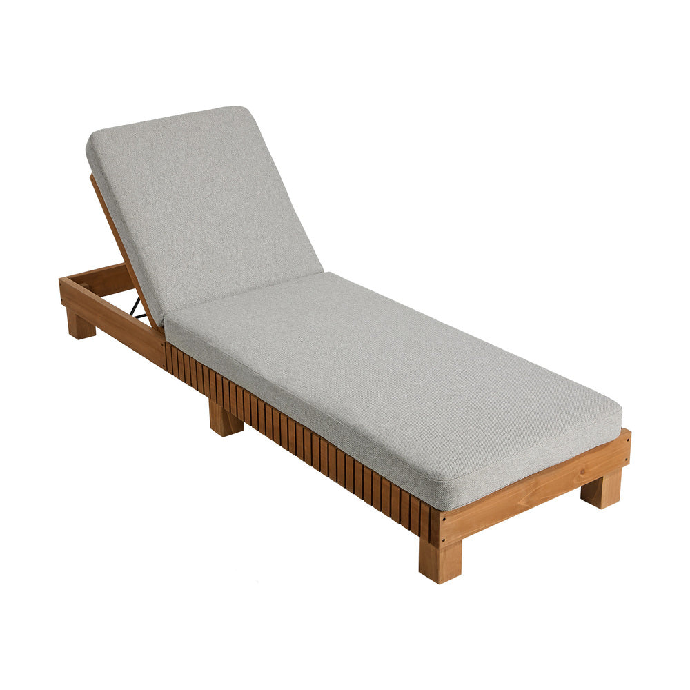 Outdoor Sun Lounge with 4-Level Adjustable Backrest, Beige, 150kg