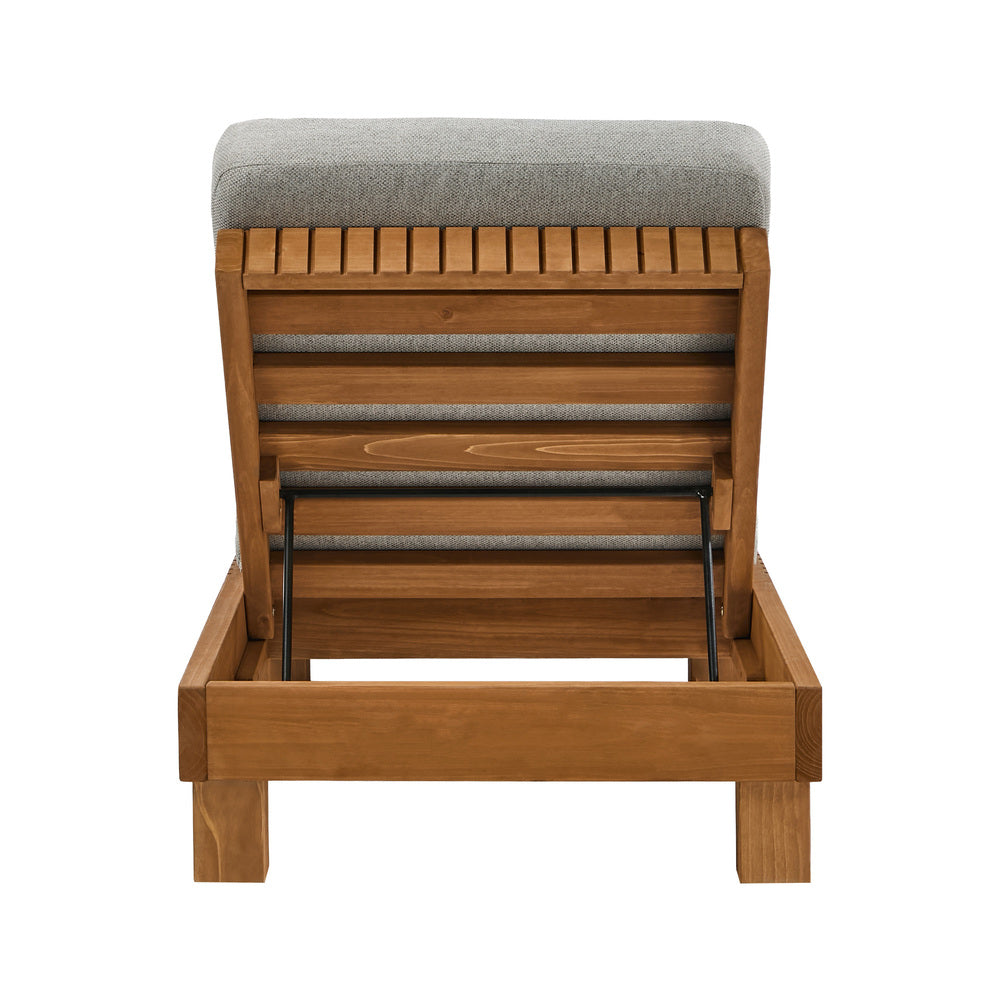 Outdoor Sun Lounge with 4-Level Adjustable Backrest, Beige, 150kg