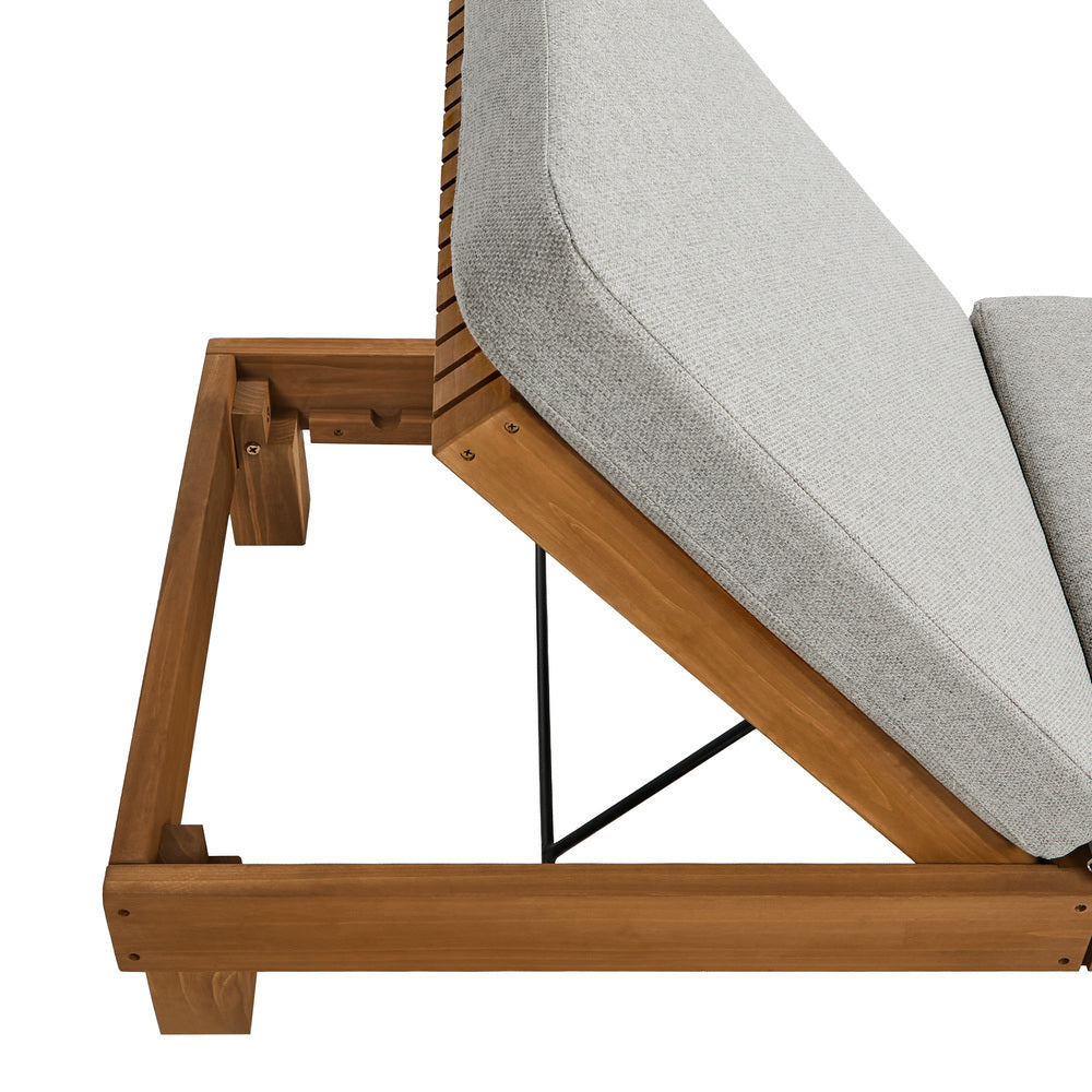 Outdoor Sun Lounge with 4-Level Adjustable Backrest, Beige, 150kg