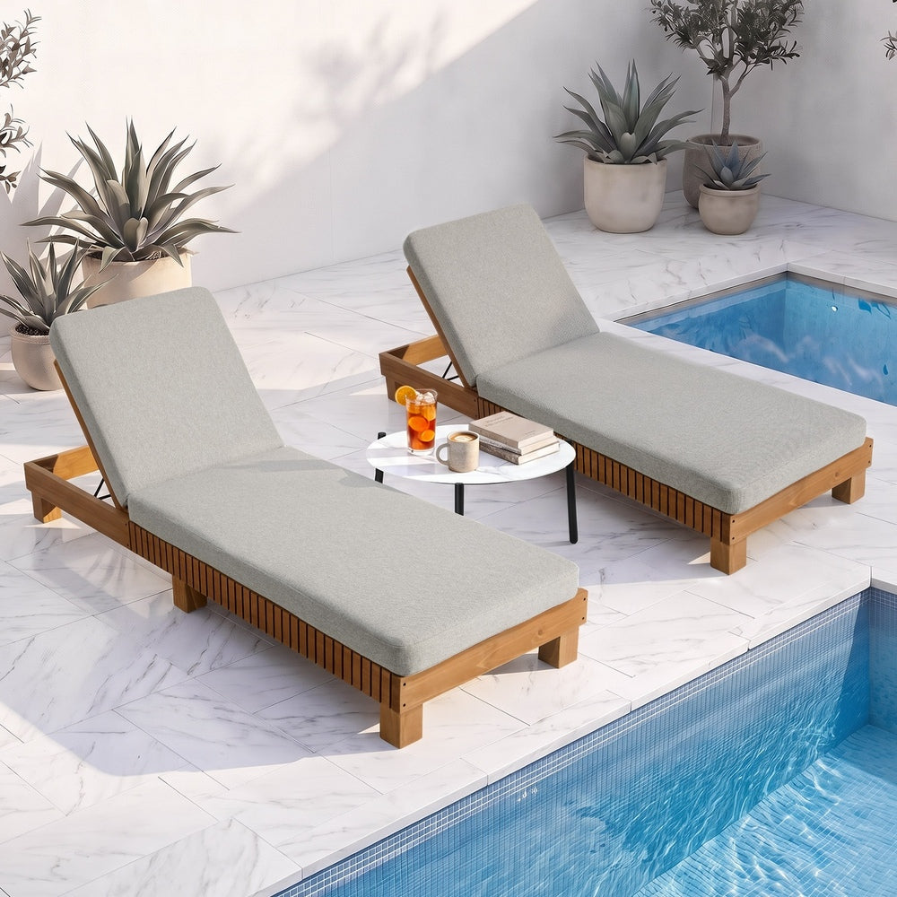 Sun Lounge Set with Matching Glass Coffee Table, Beige, 3-Piece