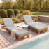 Sun Lounge Set with Matching Glass Coffee Table, Beige, 3-Piece