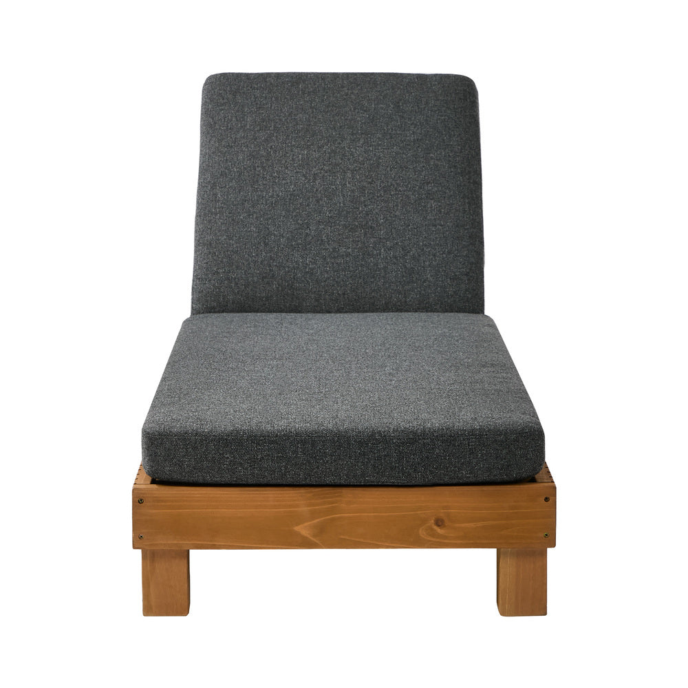 Outdoor Sun Lounge with 4-Level Adjustable Backrest, Grey, 150kg