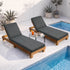 Sun Lounge Set with Matching Glass Coffee Table, Grey, 2-Piece Set