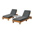 Sun Lounge Set with Matching Glass Coffee Table, Grey, 2-Piece Set