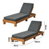 2pc Ribbon Outdoor Sun Lounge Set, Grey, 4-Level Backrest, 150kg