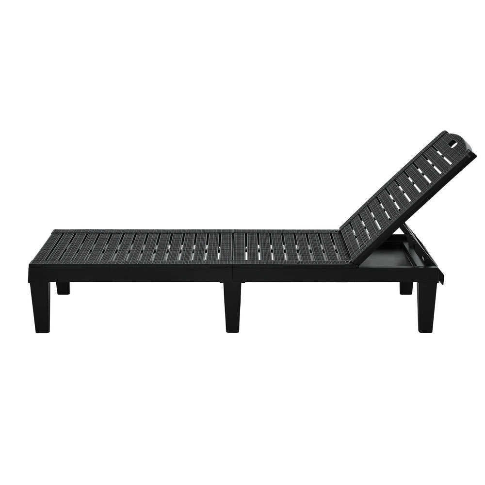Livsip Sun Lounge – Black, 5‑Level Adjustable Backrest, 150kg Capacity
