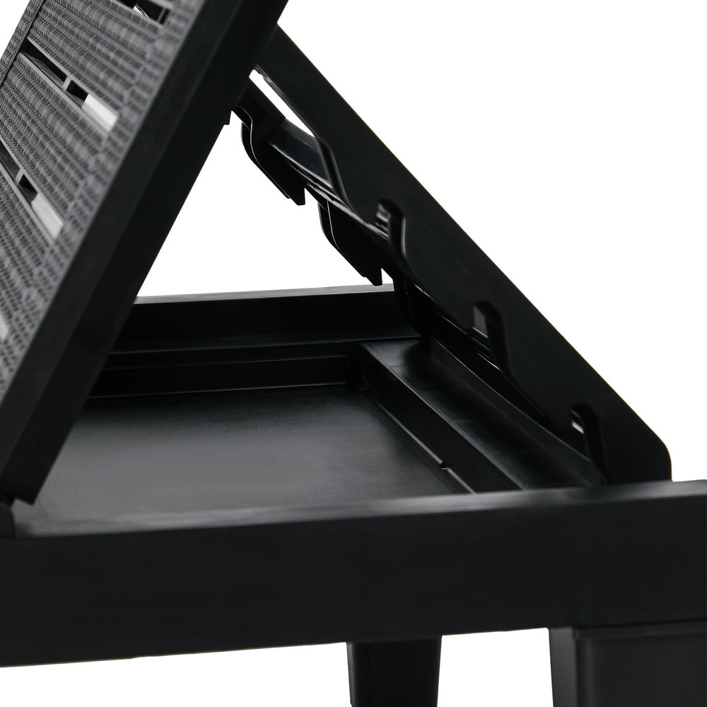Livsip Sun Lounge – Black, 5‑Level Adjustable Backrest, 150kg Capacity