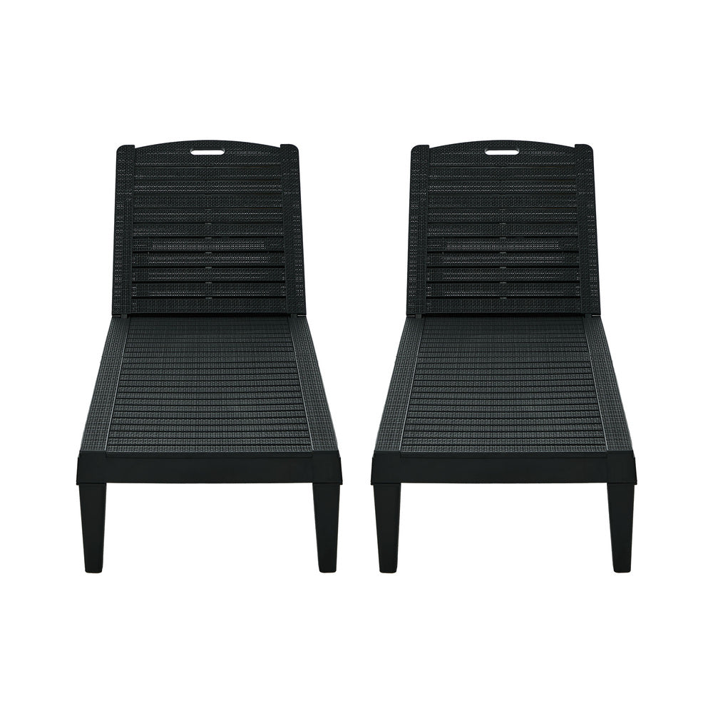 Livsip 3‑Piece Sun Lounge Set – Black, 5‑Level Recline, Table Included