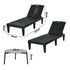 Livsip 3‑Piece Sun Lounge Set – Black, 5‑Level Recline, Table Included