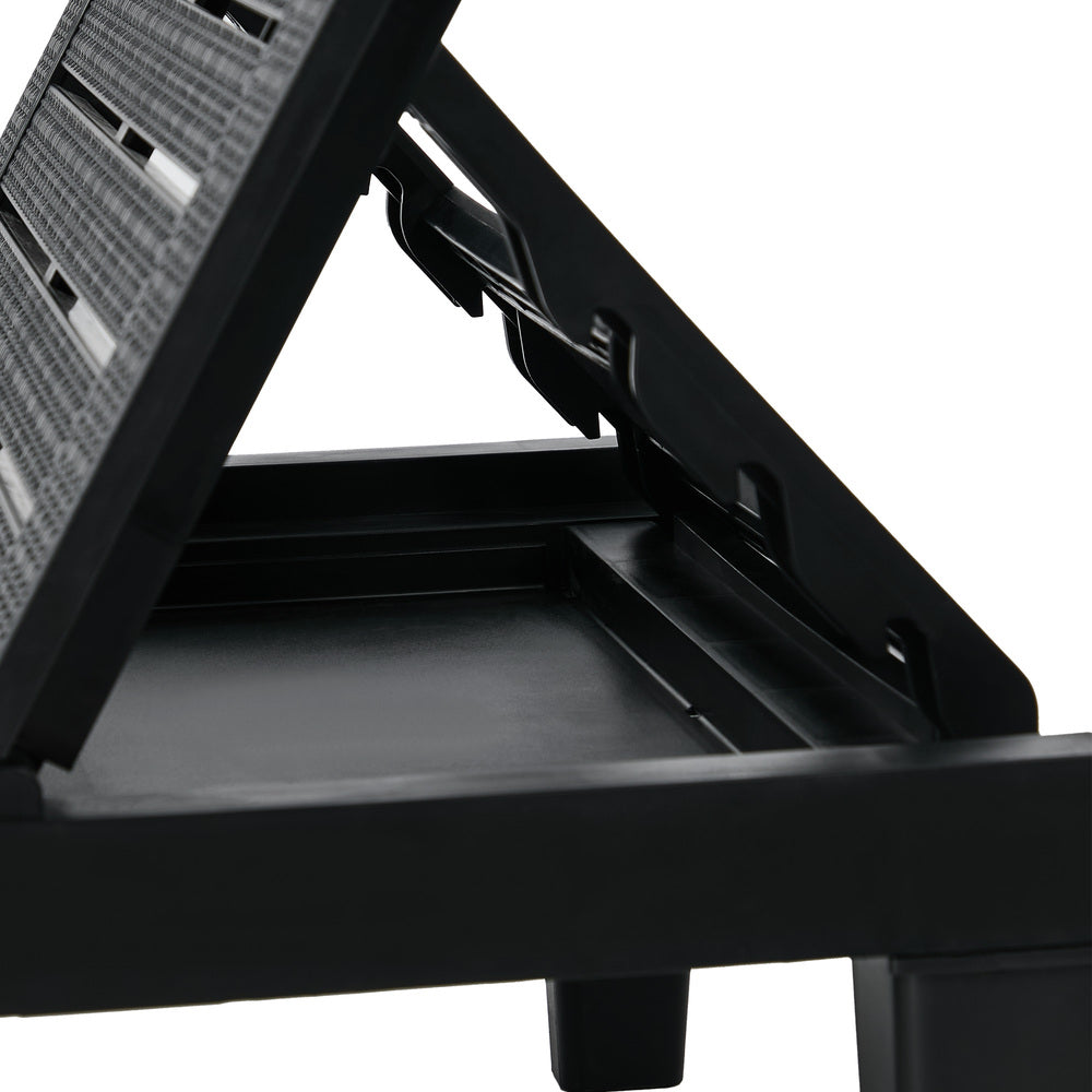 Livsip 3‑Piece Sun Lounge Set – Black, 5‑Level Recline, Table Included