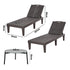 Livsip 3‑Piece Sun Lounge Set – Brown, 5‑Level Recline, Table Included