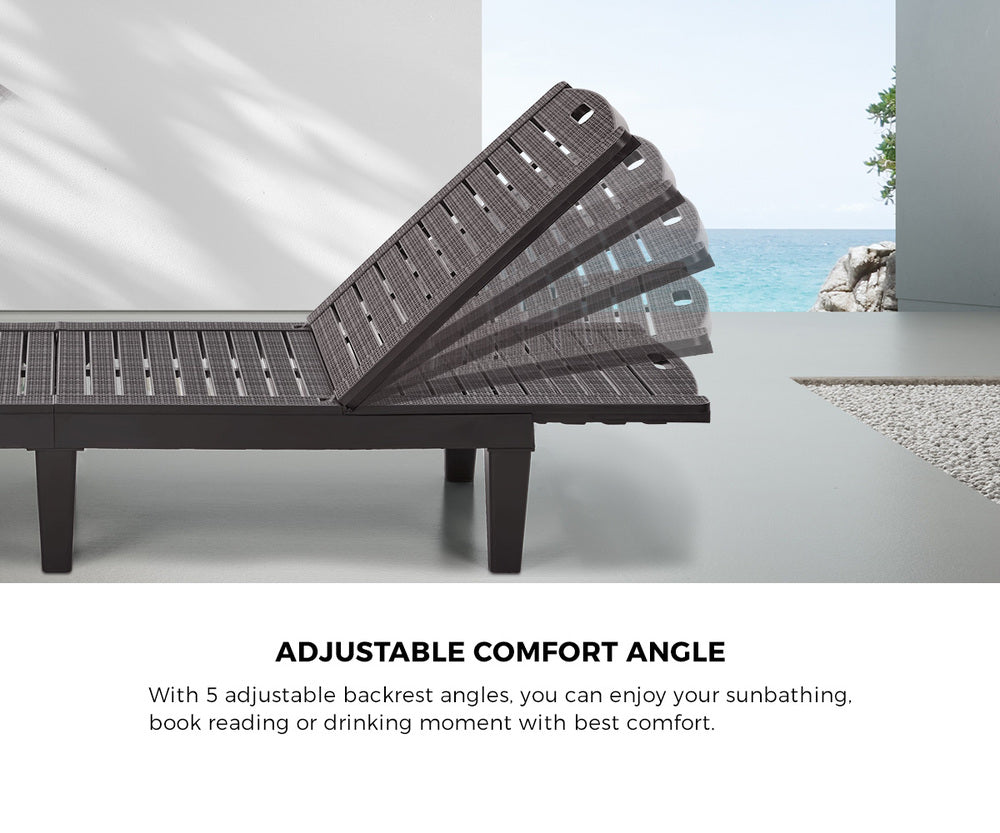 Livsip Sun Lounge – Brown, 5‑Level Adjustable Backrest, 150kg Capacity