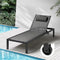 Livsip Outdoor Sun Lounge Chair Aluminium Frame Reclining with Wheels Black